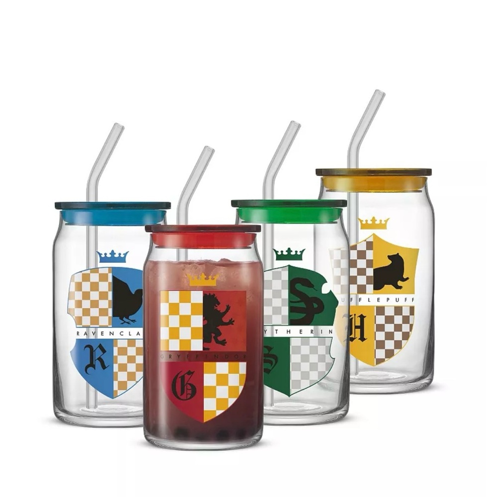 Harry Potter House Crests Tumbler Set Of 4 Lids And Straws